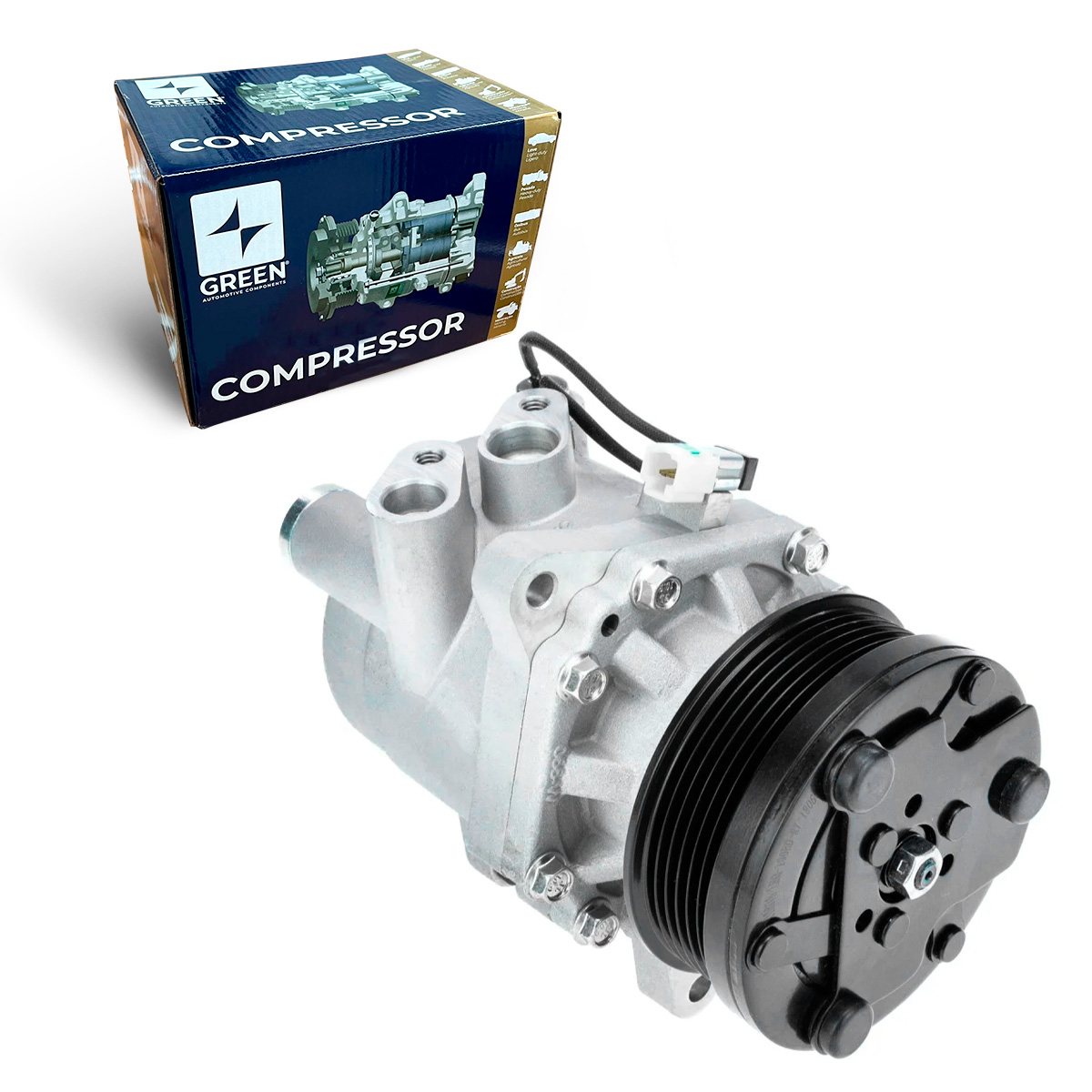 Compressor Ac Hcc 6Pk 3Fix P/ Chery Qq 1.0 2014 a 2021 Green | Qualy Air