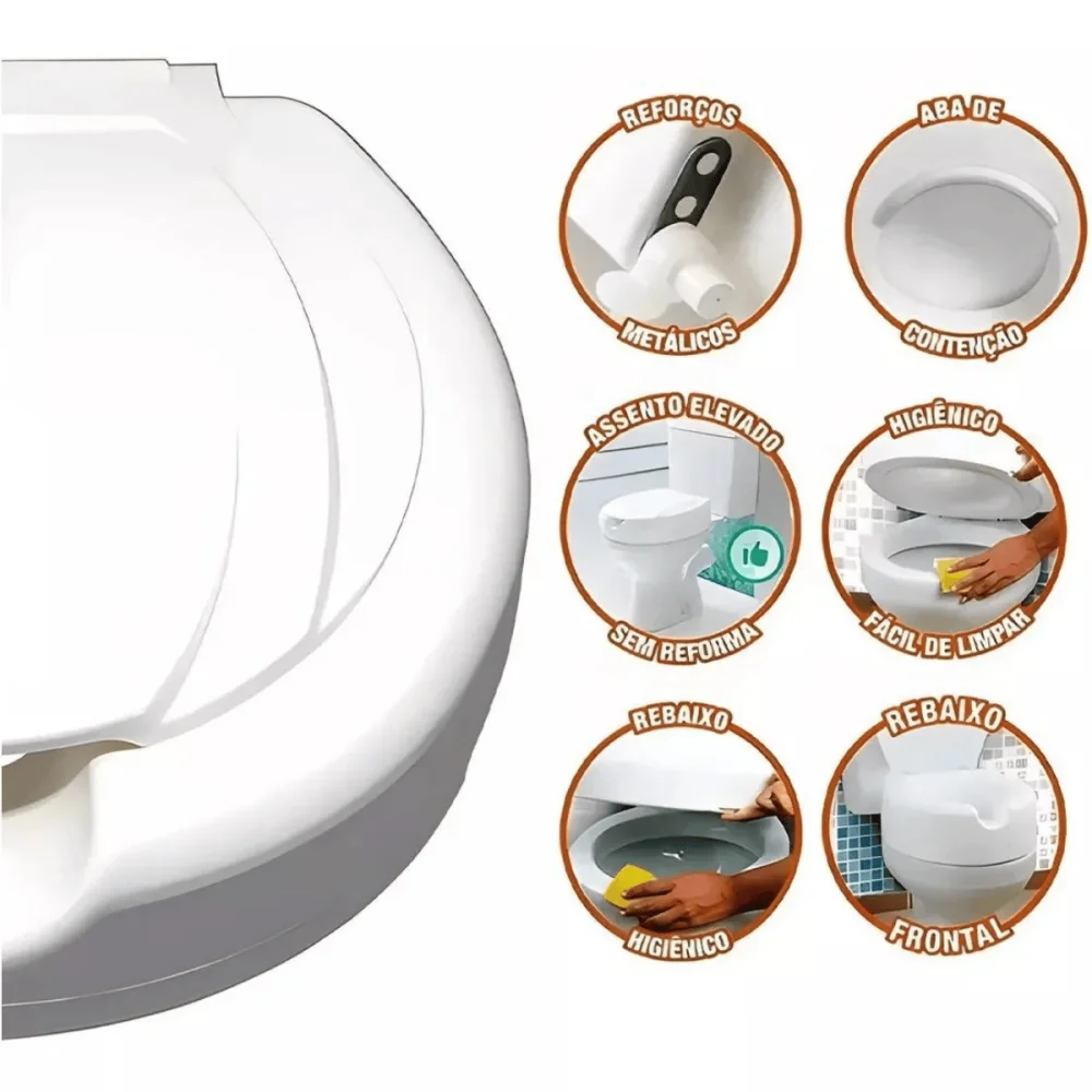 Assento Elevado P/ Vaso Sanitário 13,5cm Branco Soft Mebuki