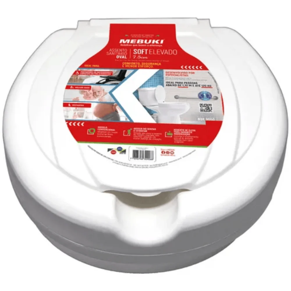Assento Elevado P/ Vaso Sanitário 7,5cm Branco Soft Mebuki