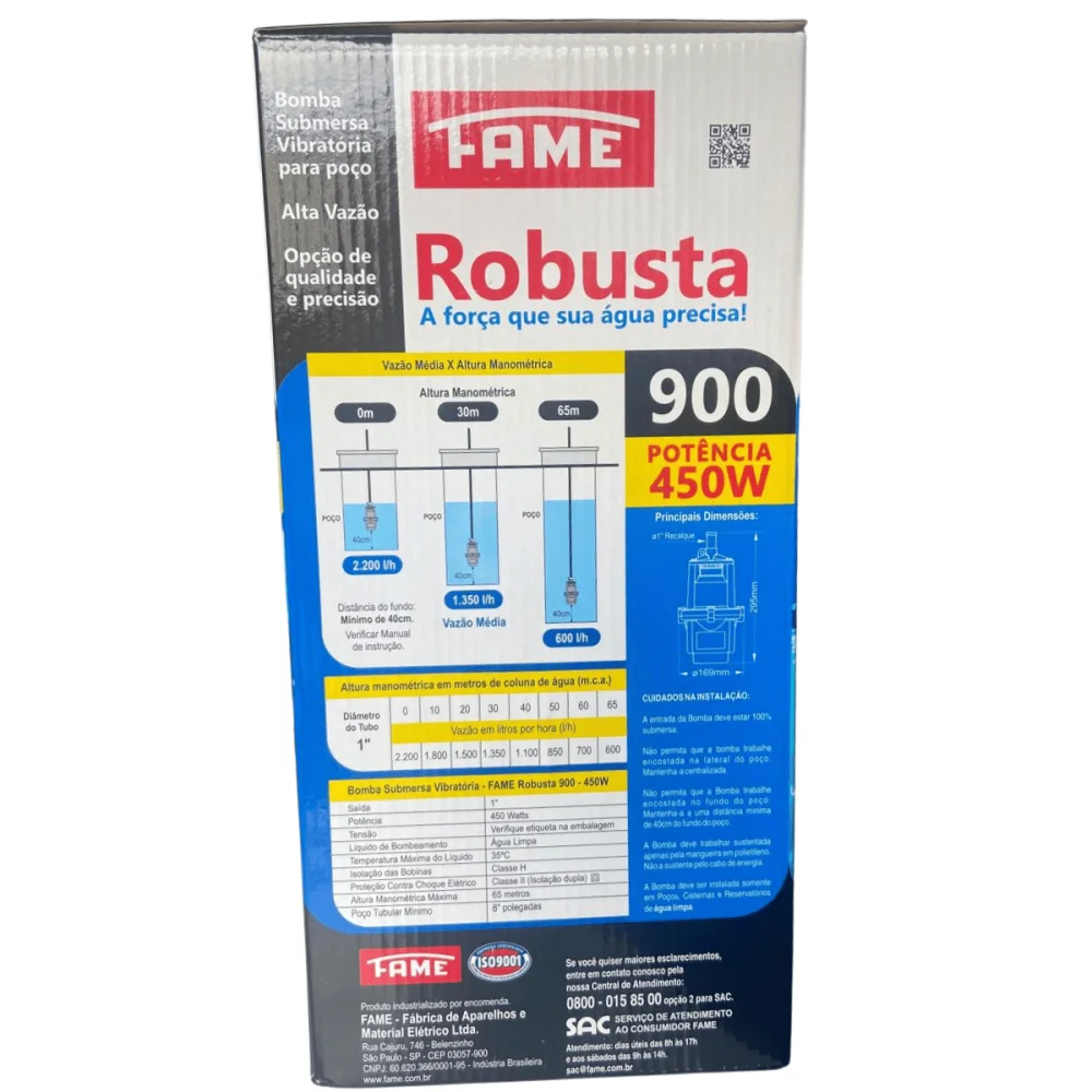 Bomba Submersa Vibrátoria + Chave Boia 25A Fame