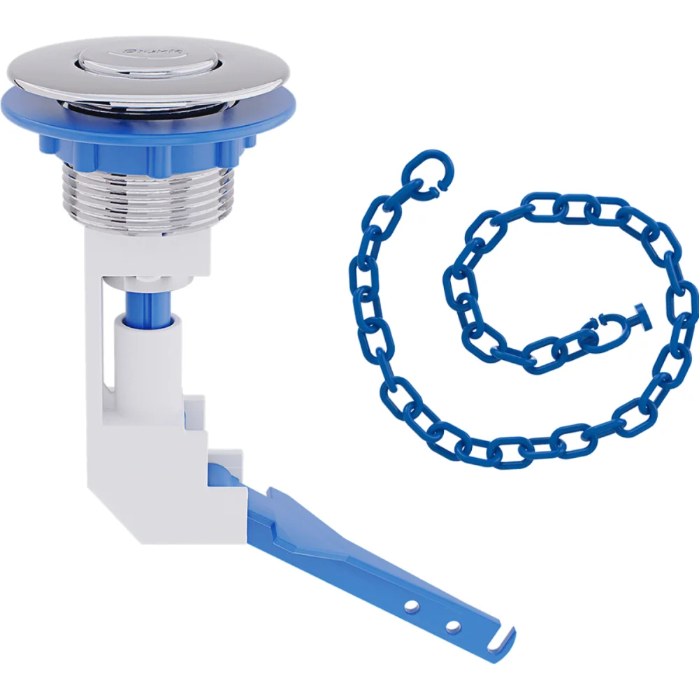 Botão Acionador Superior ABS Cromado Com Corrente Para Caixa Acoplada Blukit