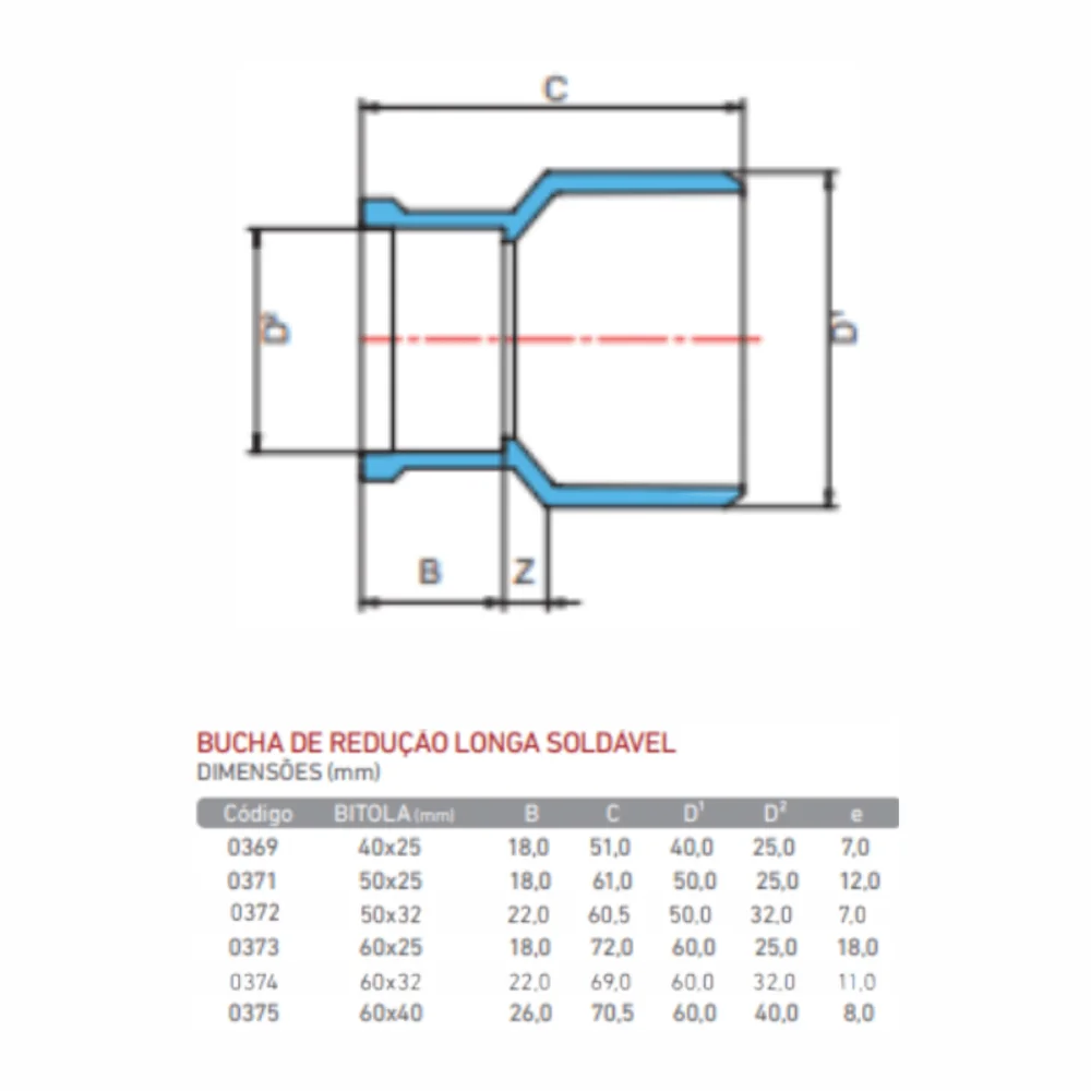Bucha De Redução Longa Soldável PVC Marrom 40x25 Krona