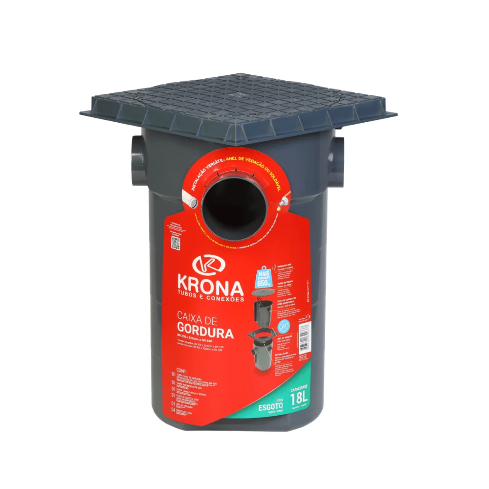 Caixa De Gordura Com Tampa DN300 x 525mm x DN100 Krona