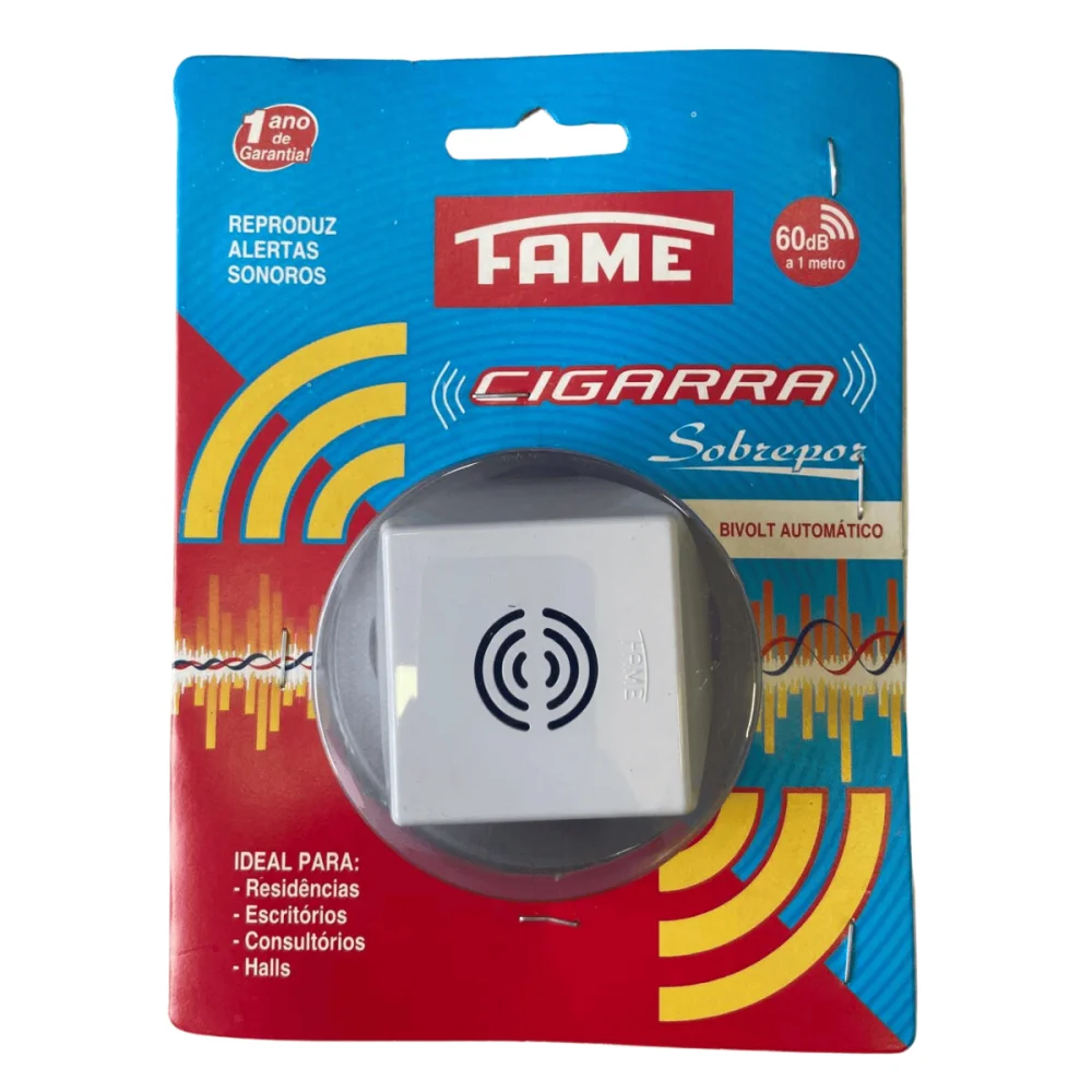 Campainha Sobrepor Elétrica Cigarra Bivolt (127v-220v) Fame