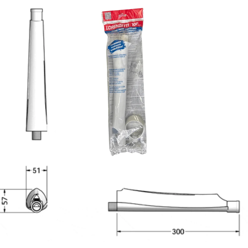 Cano Para Chuveiro Branco 30cm Lorenzetti
