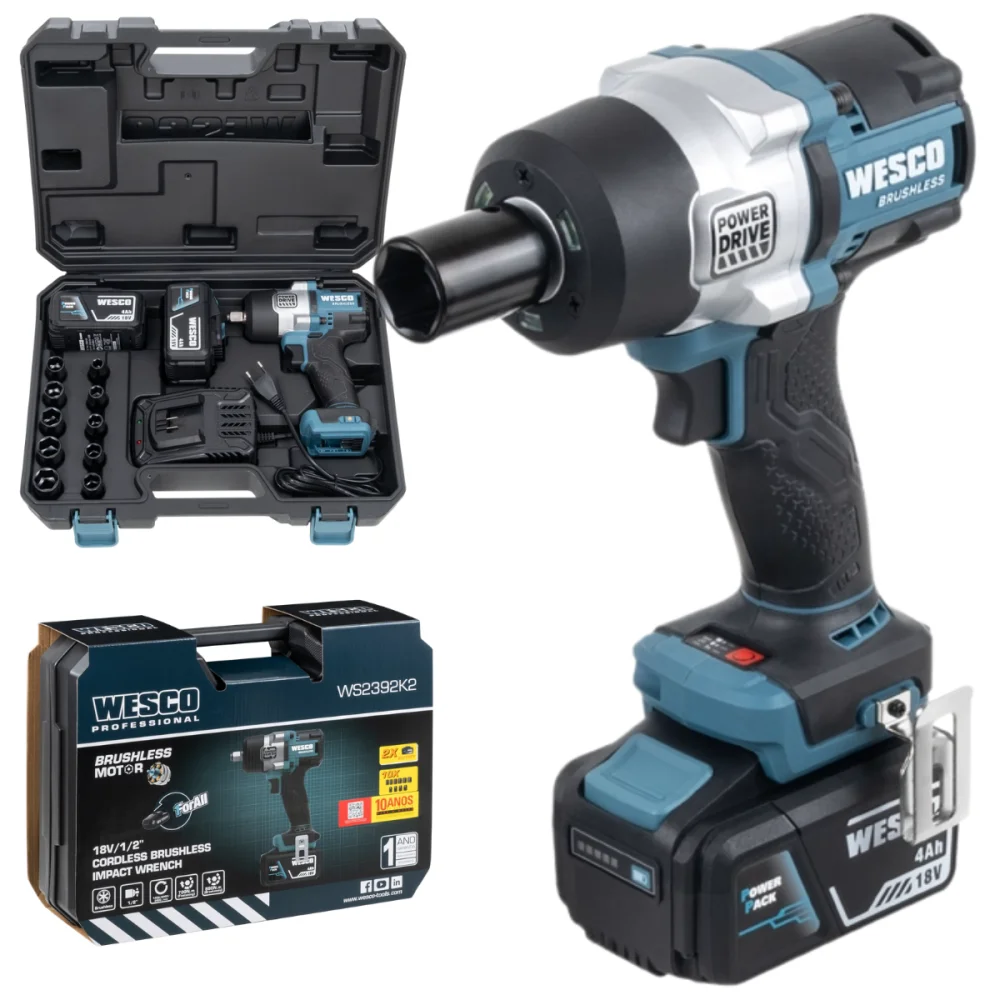 Chave de Impacto Brushless 1/2" 2 Baterias 18v 700Nm Wesco