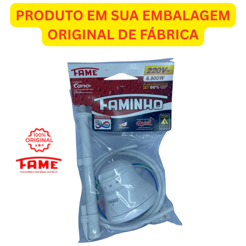Chuveiro Elétrico Ducha Faminho 4T C Cano 6800W 220v Fame