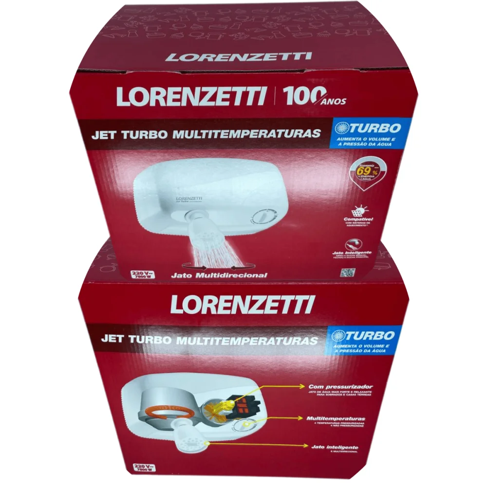 Chuveiro Elétrico Jet Turbo Multitemperaturas 7800w 220v Lorenzetti
