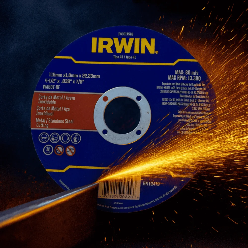 Disco de Corte Fino Metal Aço 4.1/2 115x1,0x22,2mm Irwin