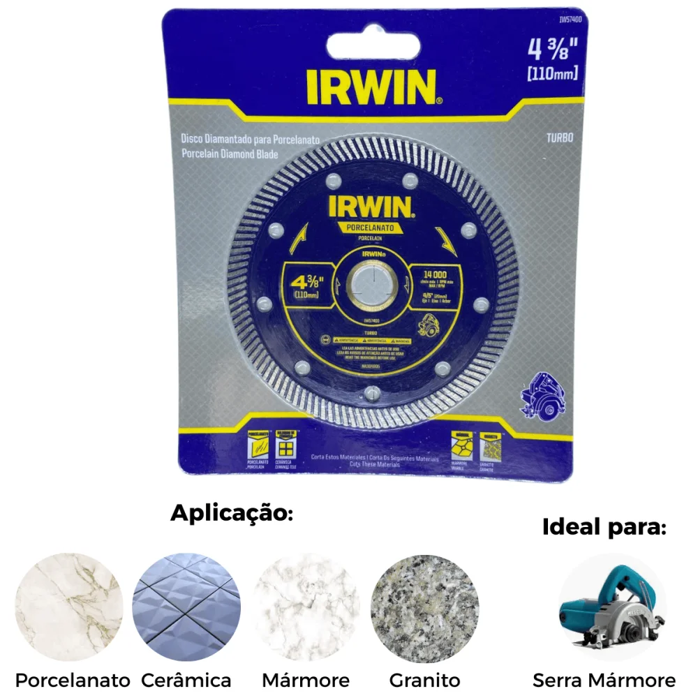 Disco Diamantado Turbo Porcelanato 110x20mm Irwin