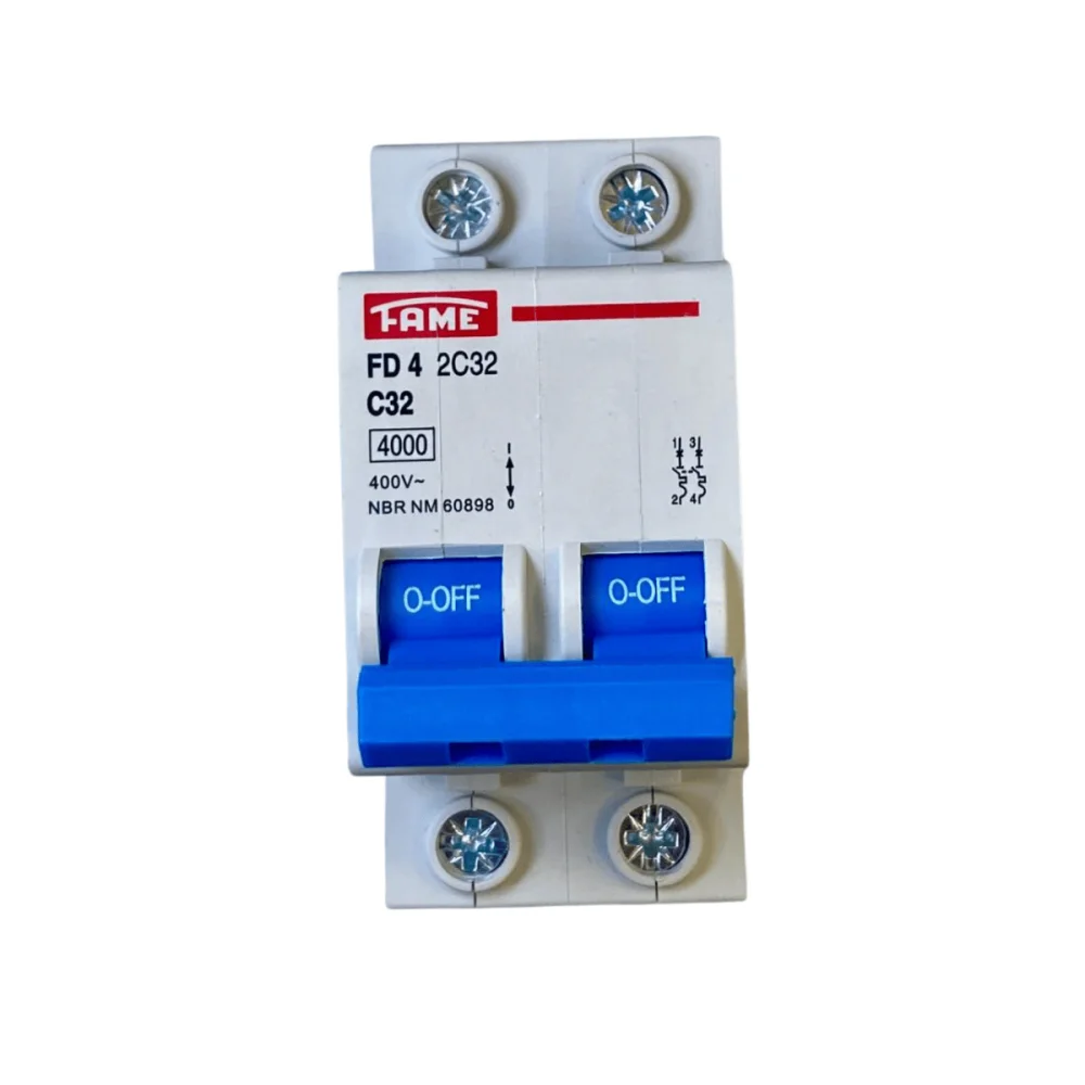 Disjuntor DIN Bipolar 2P 32A Curva C Fame