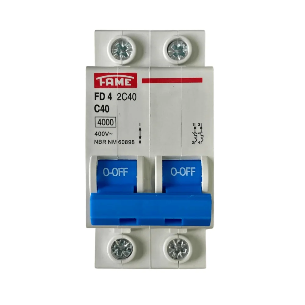 Disjuntor DIN Bipolar 2P 40A Curva C Fame