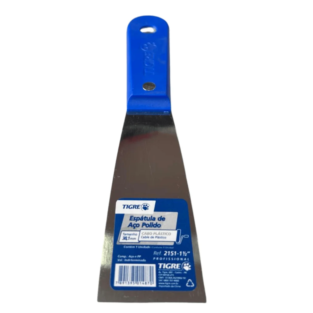 Espátula de Aço Polido 1.1/2" (38,1mm) Cb Plástico Ref.2151 Tigre