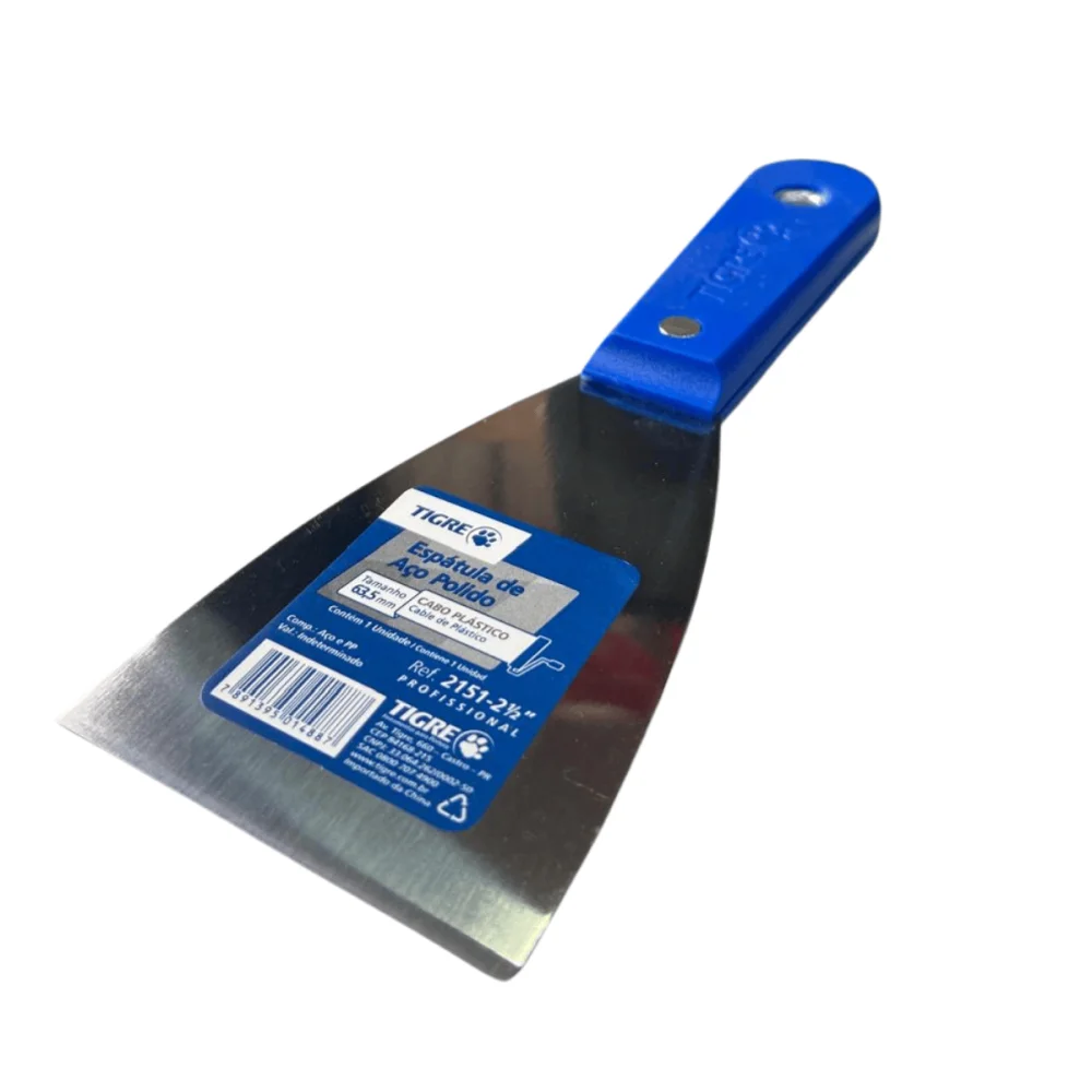 Espátula de Aço Polido 2.1/2" (63,5mm) Cb Plástico Ref.2151 Tigre