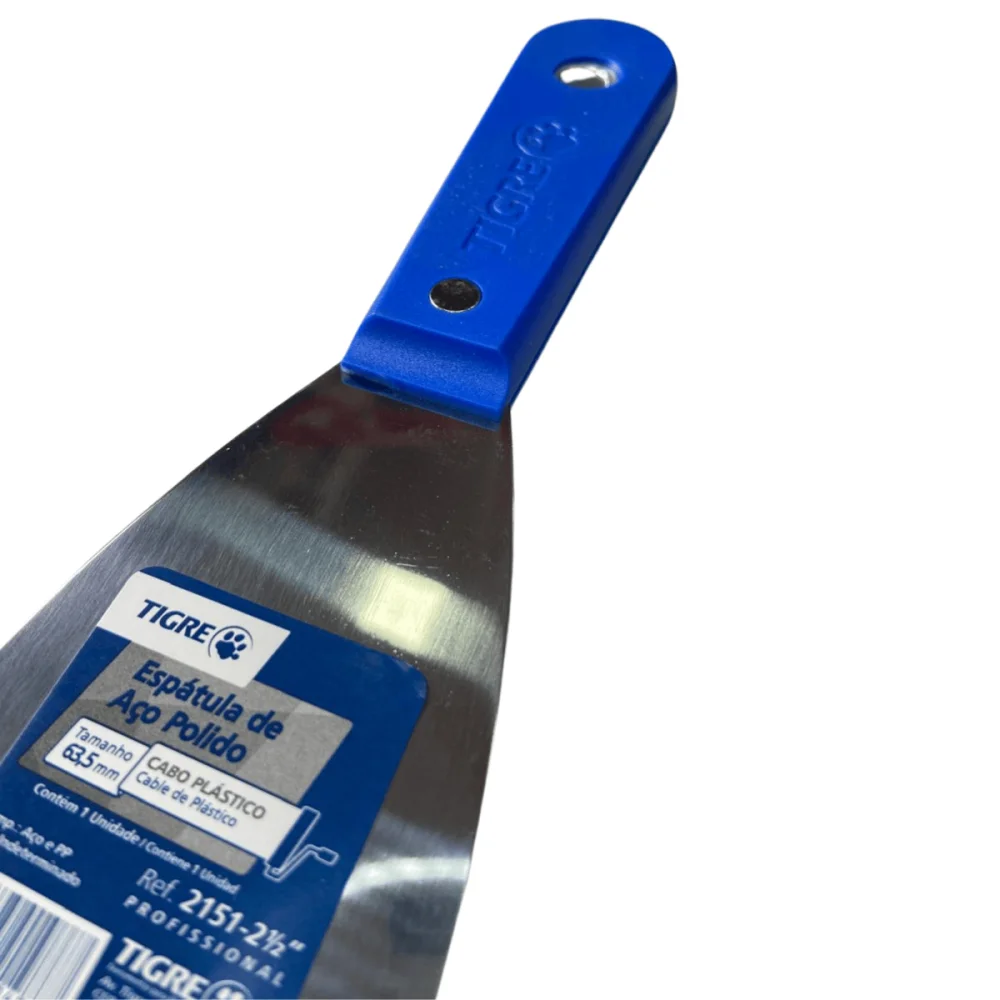 Espátula de Aço Polido 2.1/2" (63,5mm) Cb Plástico Ref.2151 Tigre