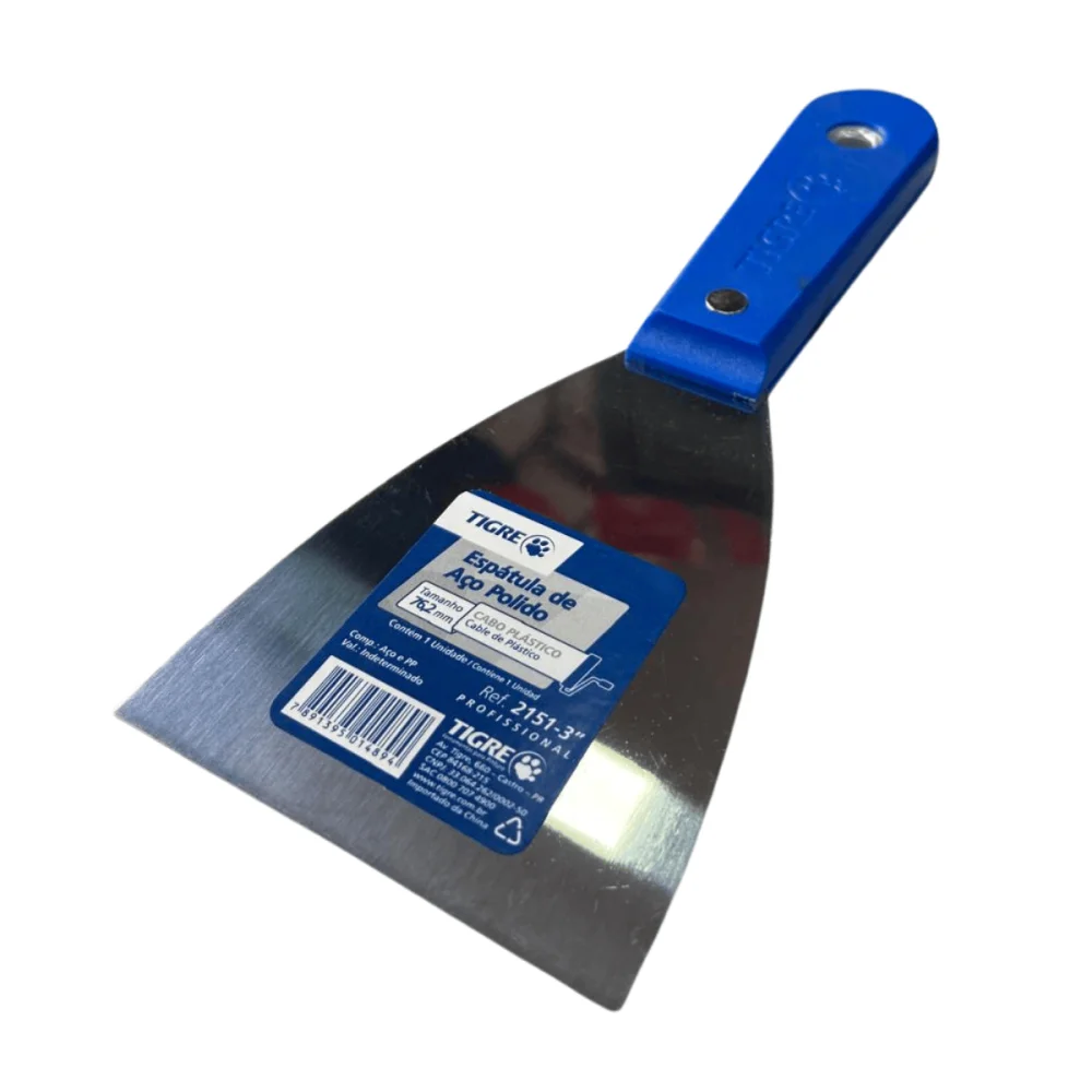 Espátula de Aço Polido 3" (76,2mm) Cb Plástico Ref.2151 Tigre