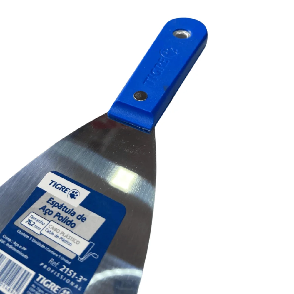 Espátula de Aço Polido 3" (76,2mm) Cb Plástico Ref.2151 Tigre