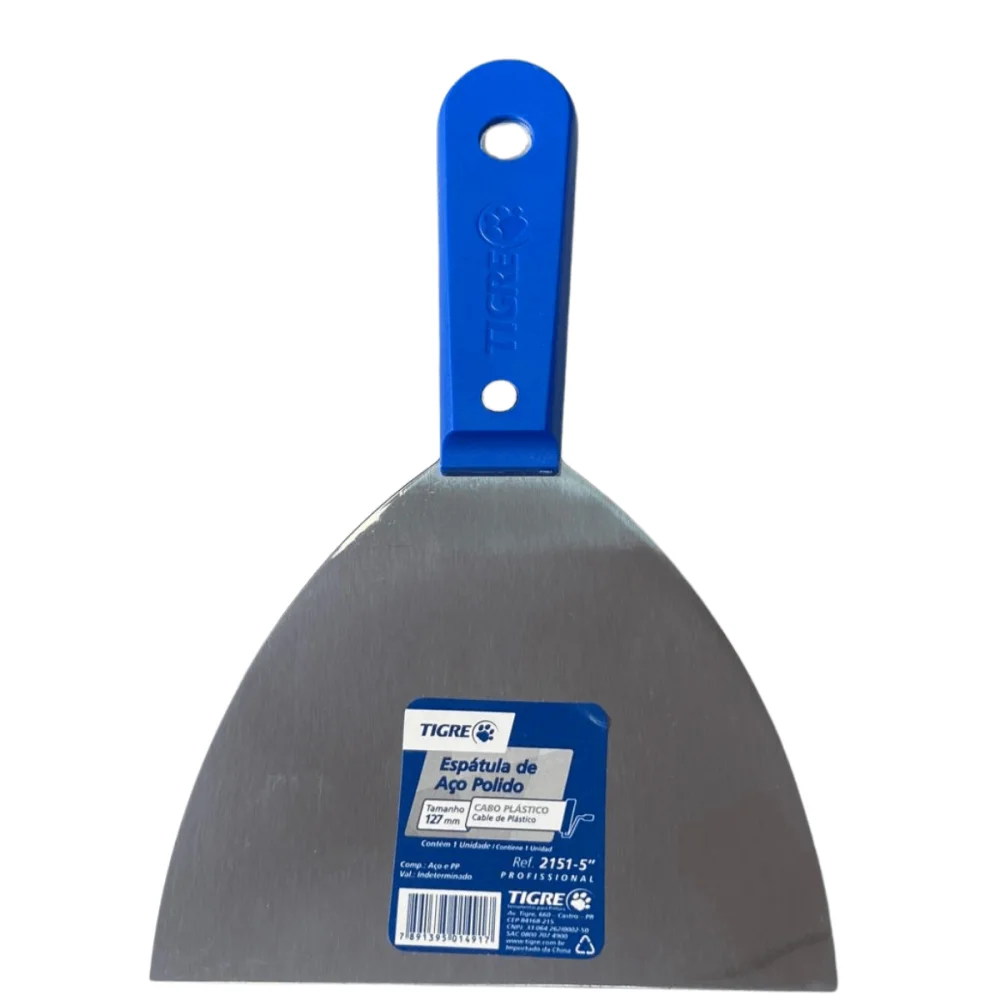 Espátula de Aço Polido 5" (127mm) Cb Plástico Ref.2151 Tigre