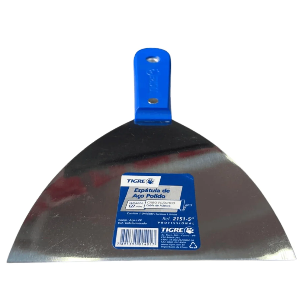 Espátula de Aço Polido 5" (127mm) Cb Plástico Ref.2151 Tigre