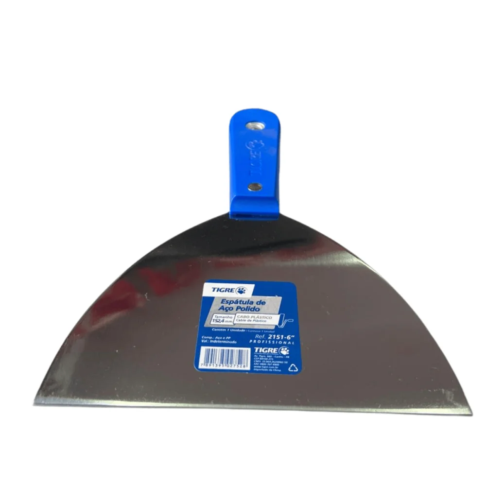 Espátula de Aço Polido 6" (152,4mm) Cb Plástico Ref.2151 Tigre