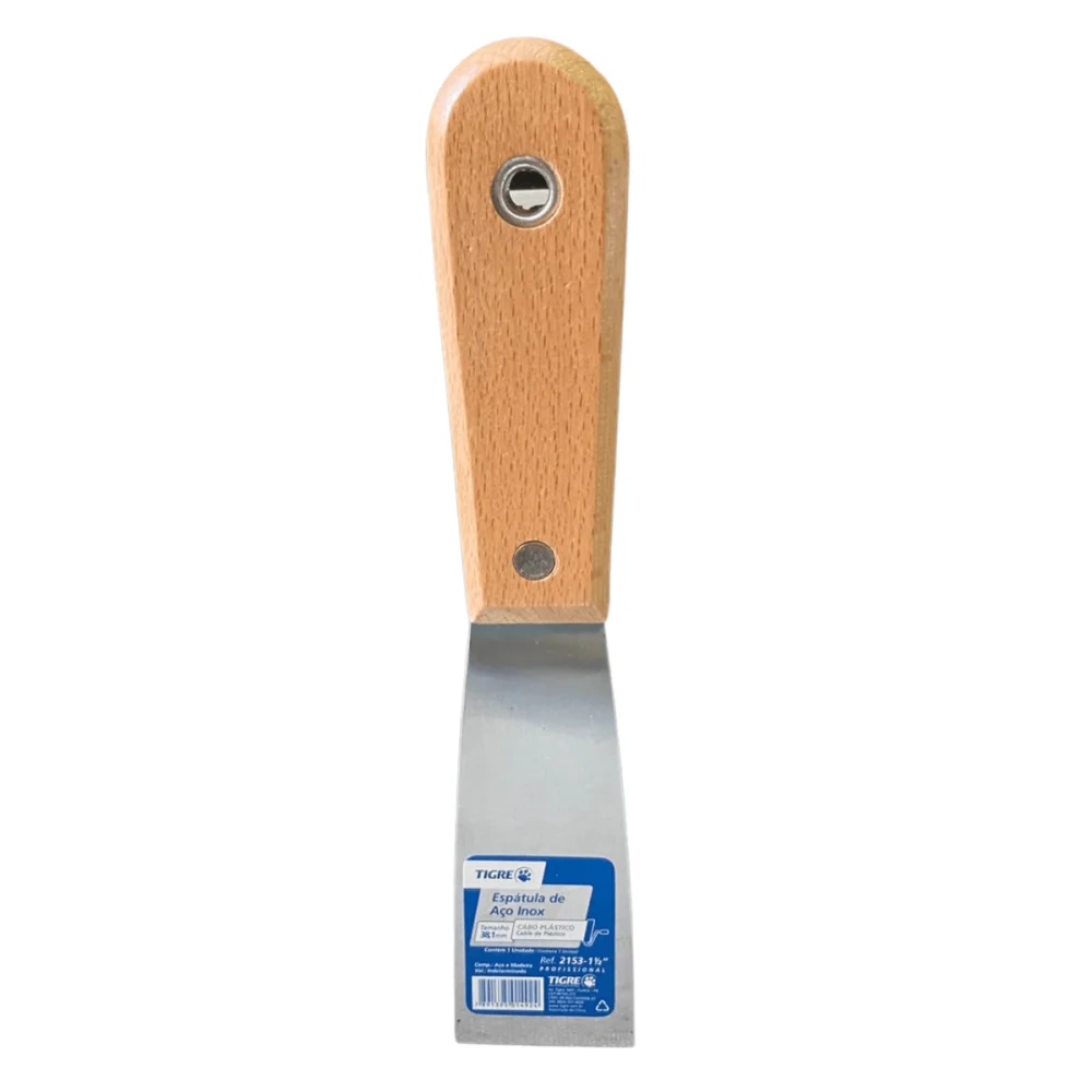 Espátula De Aço Inox 1.1/2" (38,1mm) Cb Madeira Ref.2153 Tigre