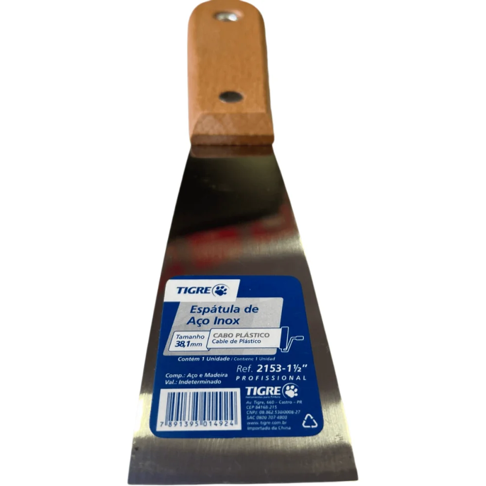 Espátula De Aço Inox 1.1/2" (38,1mm) Cb Madeira Ref.2153 Tigre