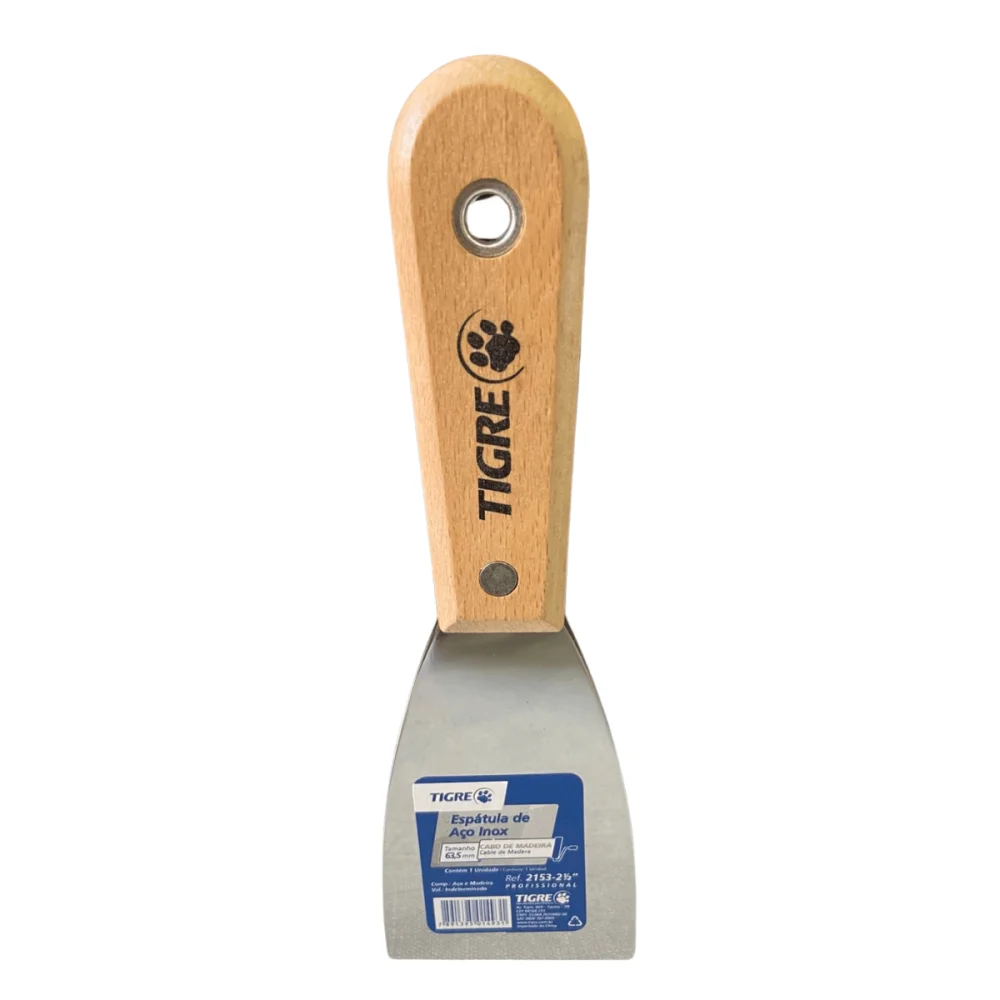Espátula De Aço Inox 2.1/2" (63,5mm) Cb Madeira Ref.2153 Tigre