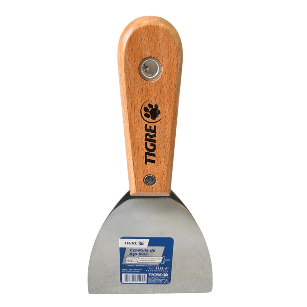 Espátula De Aço Inox 4" (101,6mm) Cb Madeira Ref.2153 Tigre
