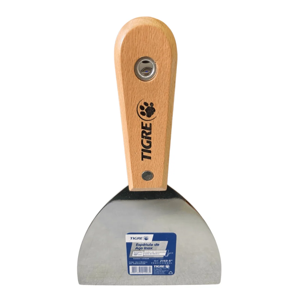 Espátula De Aço Inox 5" (127mm) Cb Madeira Ref.2153 Tigre