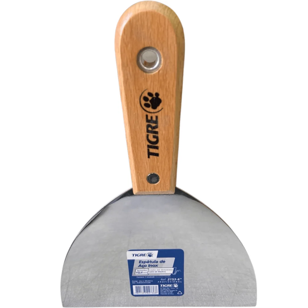 Espátula De Aço Inox 6" (152,4mm) Cb Madeira Ref.2153 Tigre