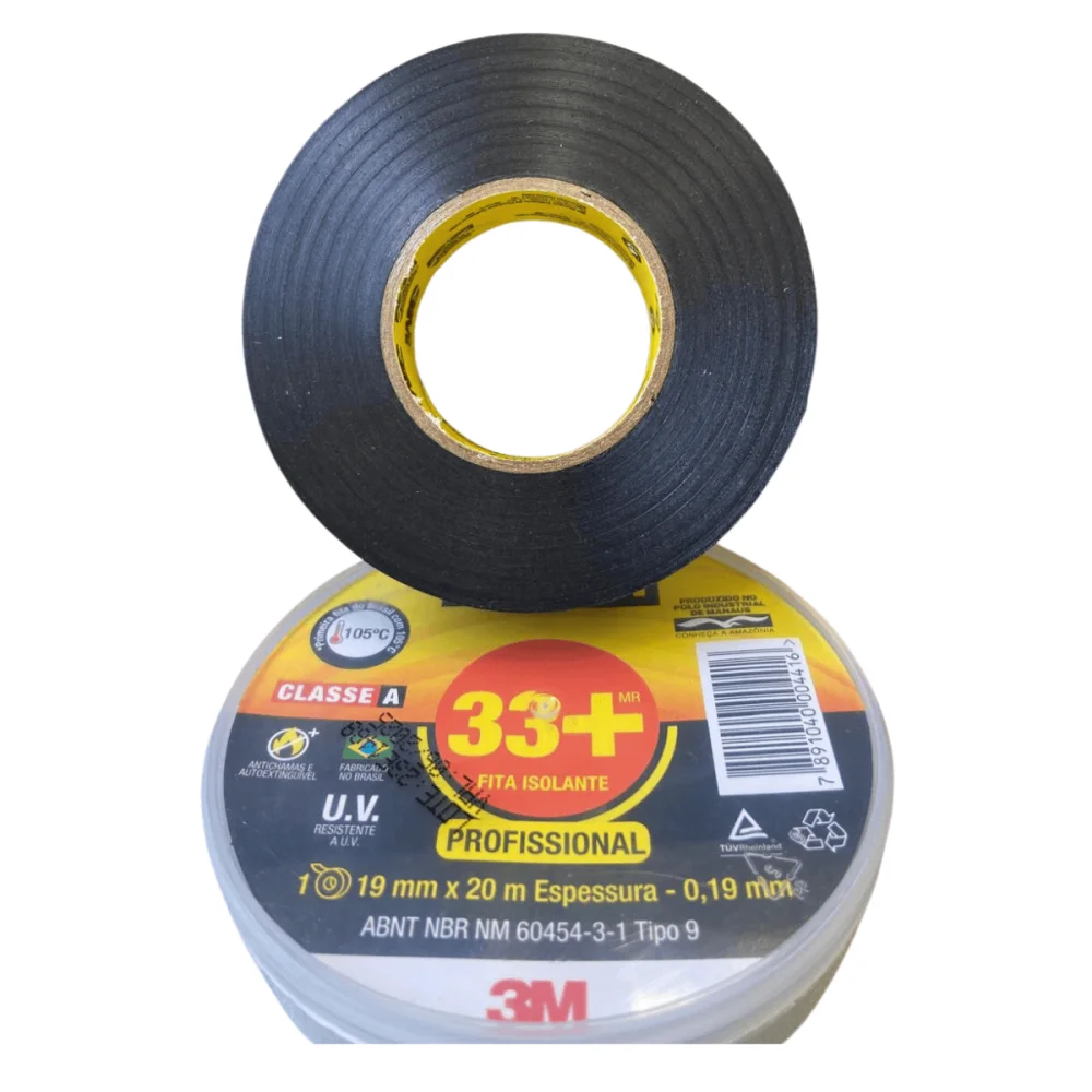 Fita Isolante Scotch 33+ 20 mts x 19 mm x 0,19mm Uso Profissional 3M