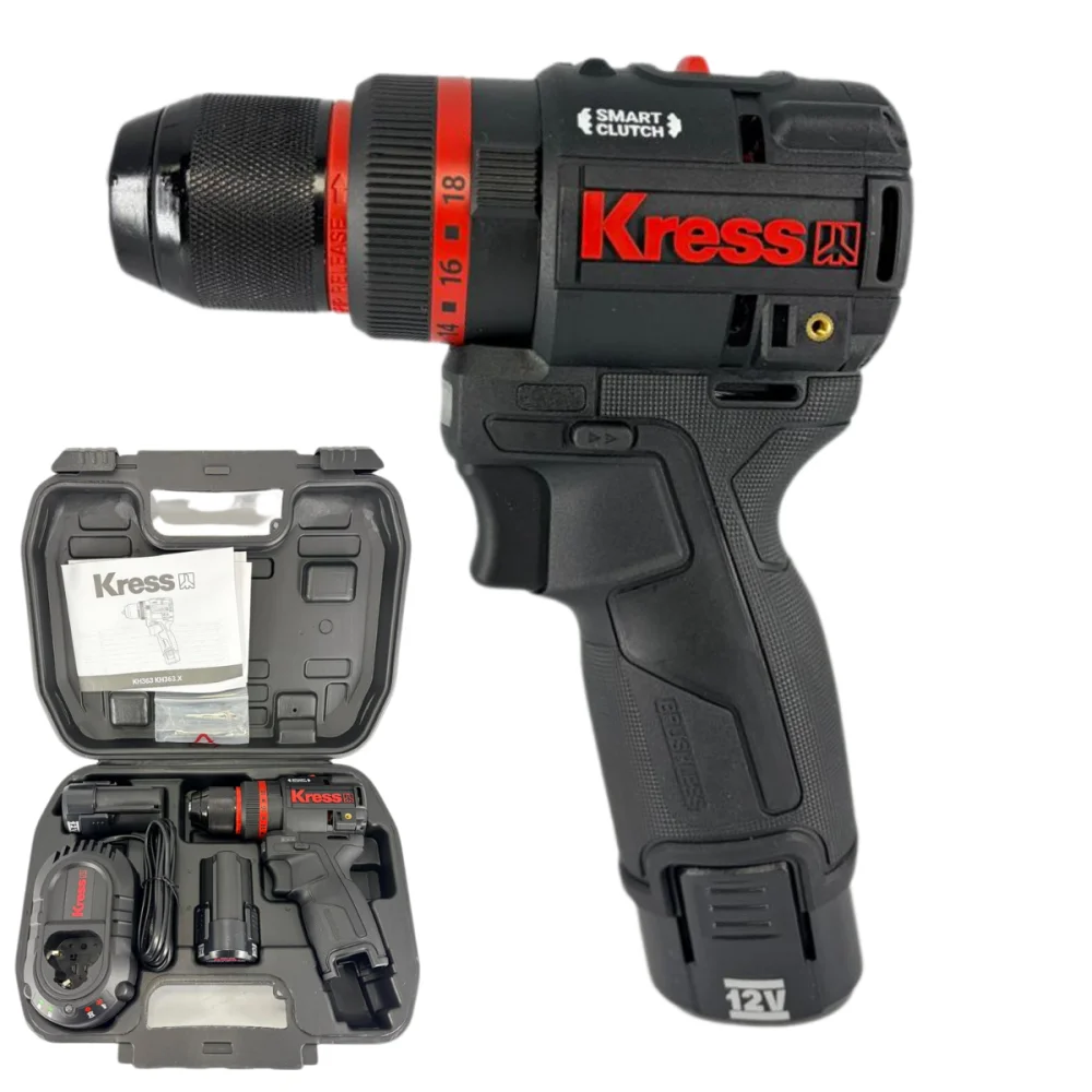 Furadeira de Impacto 12V Brushless Motor Kress 2 Baterias KH363