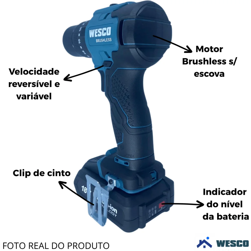Furadeira Parafusadeira de Impacto Brushless 18V WS2425K Wesco