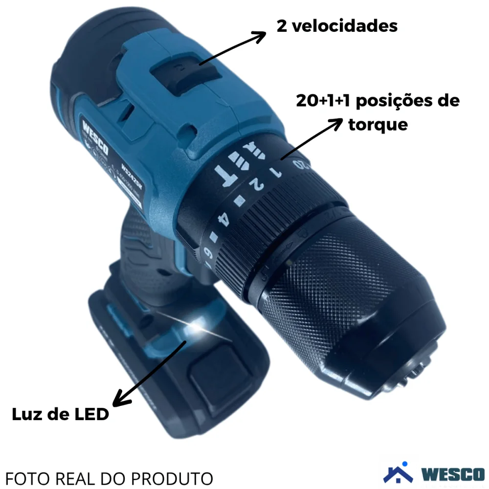 Furadeira Parafusadeira de Impacto Brushless 18V WS2425K Wesco