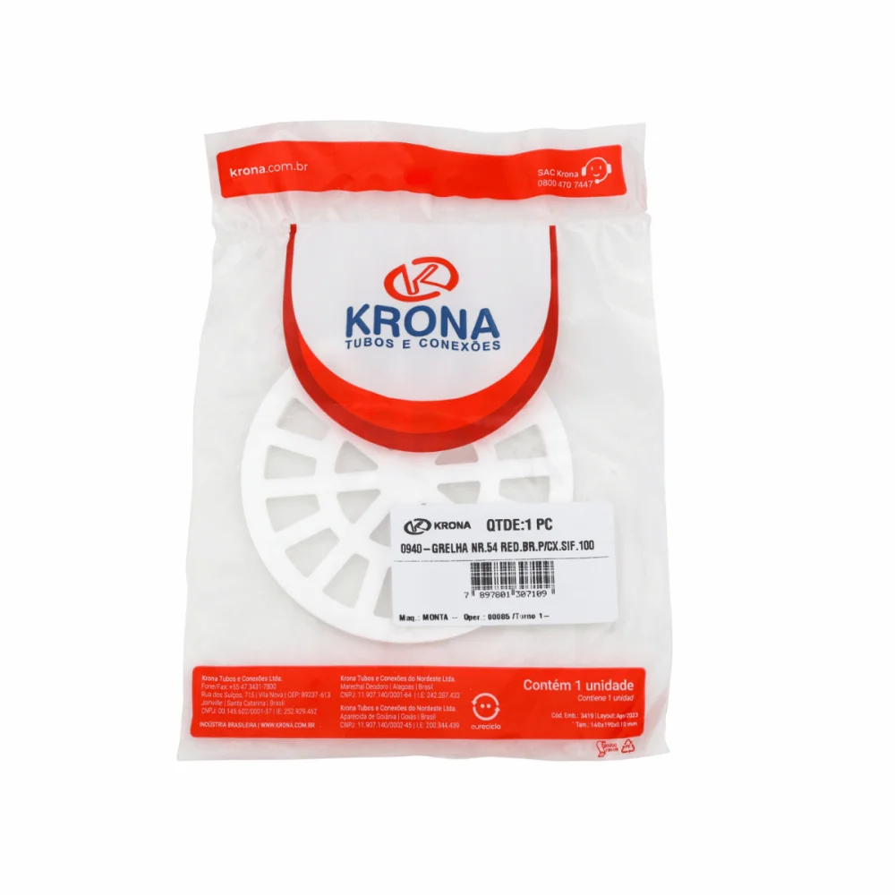 Grelha Plástica Redonda Branca 100mm Krona