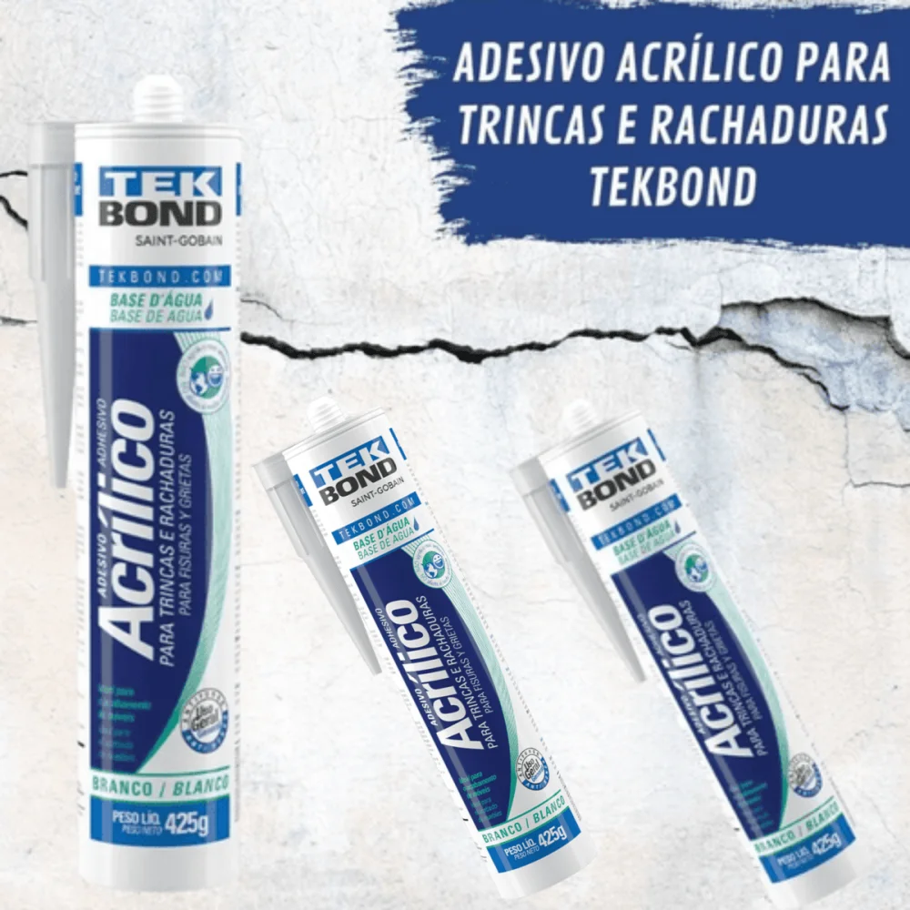 Kit 3 Selador Acrílico Tekbond Sela Trincas e Rachaduras