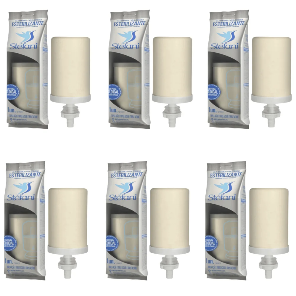 Kit 6 Velas Tripla Ação P/ Filtro de Barro Stefani