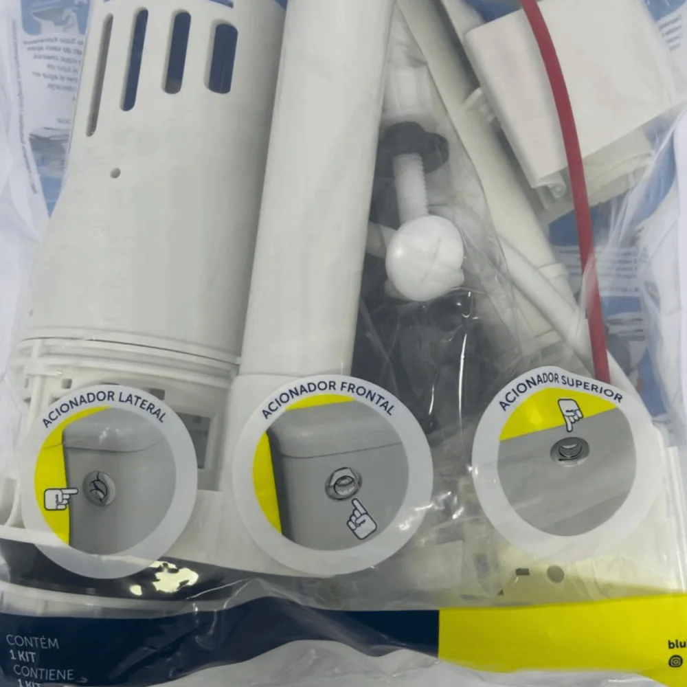 Kit Completo Para Caixa Acoplada Com Acionador Duplo Cromado Blukit