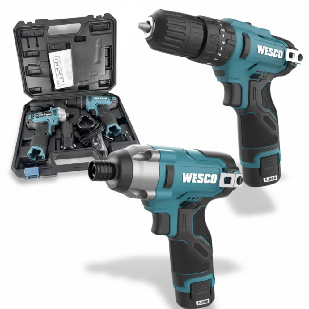 Kit Furadeira e Parafusadeira 12v De Impacto Wesco