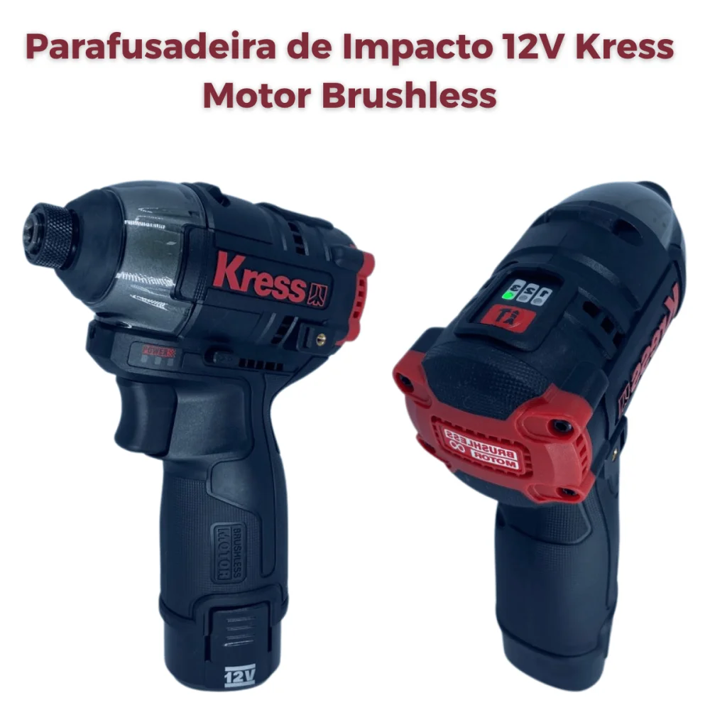 Kit Furadeira e Parafusadeira de Impacto 12V Brushless Kress KUG02
