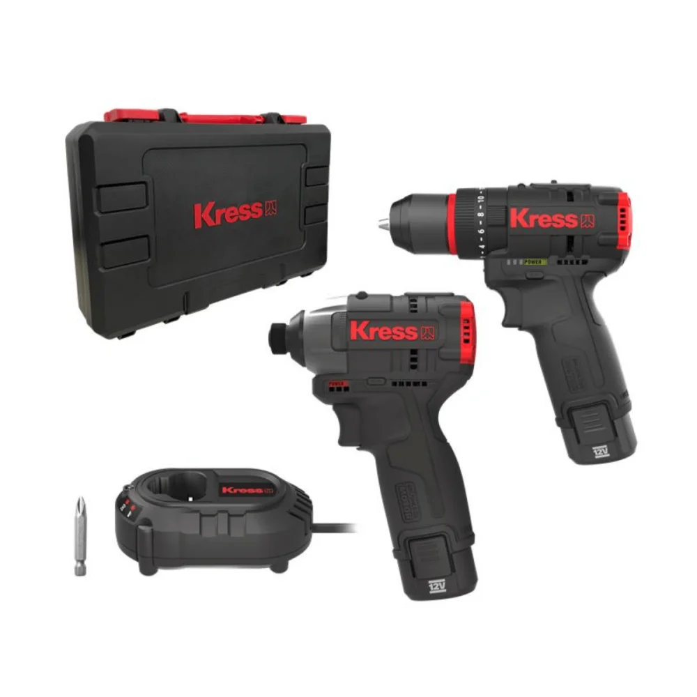 Kit Furadeira e Parafusadeira de Impacto 12V Brushless Kress KUG02