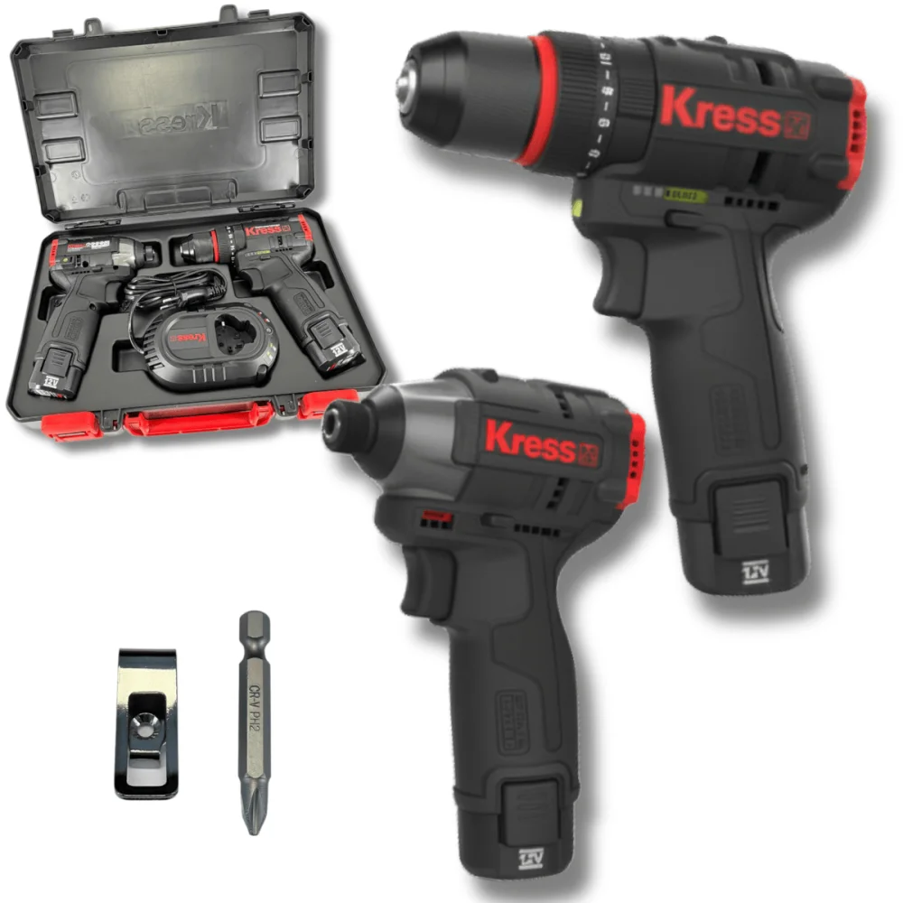 Kit Furadeira e Parafusadeira de Impacto 12V Brushless Kress KUG02