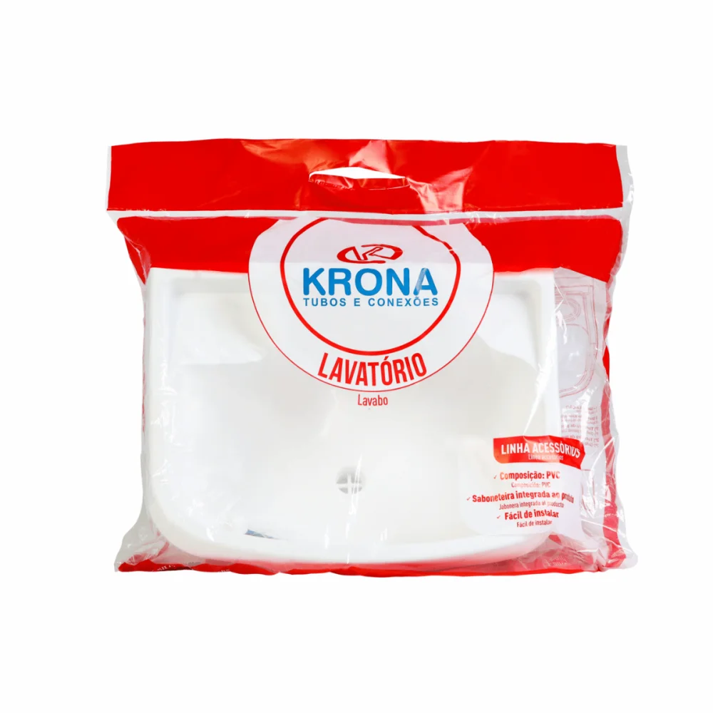 Lavatório Plástico 36cmx26cm Krona Com Válvula Acoplada