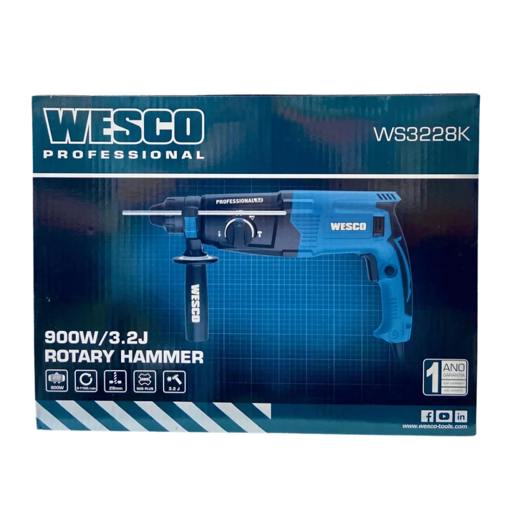 Martelete Perfurador Rompedor SDS Plus 3,2J 900W WS3228K 220V Wesco