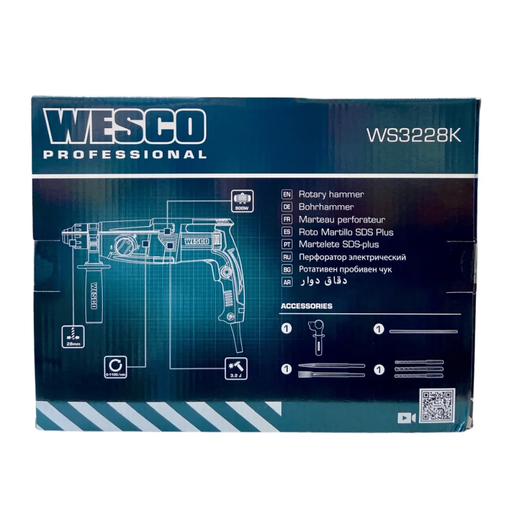 Martelete Perfurador Rompedor SDS Plus 3,2J 900W WS3228K 220V Wesco