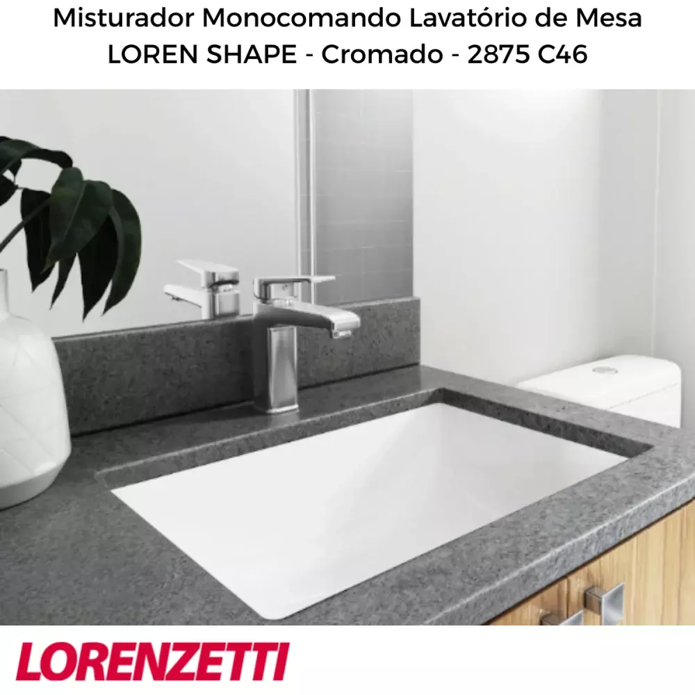 Misturador Monocomando Lavatório Cromado Loren Shape 2875 C46 Lorenzetti