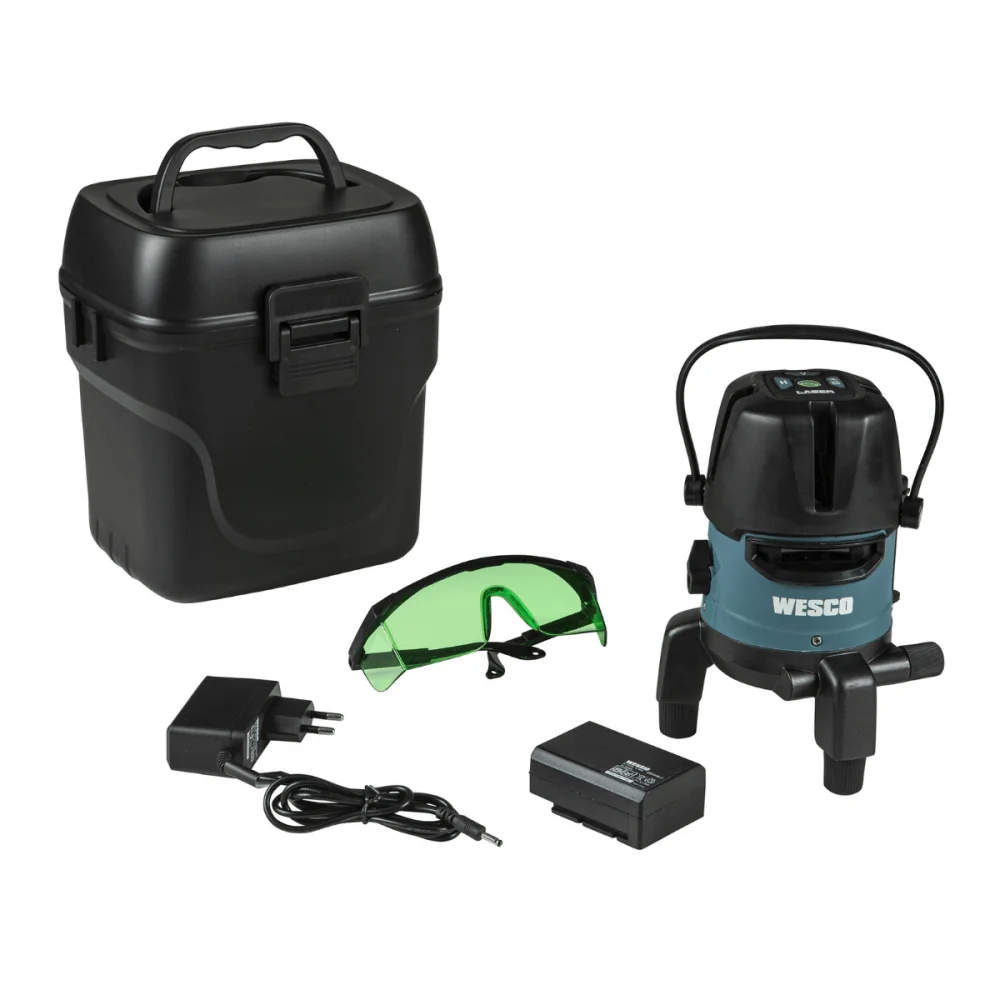 Kit Nível a Laser 5 Linhas + Tripé Wesco - Kit Profissional