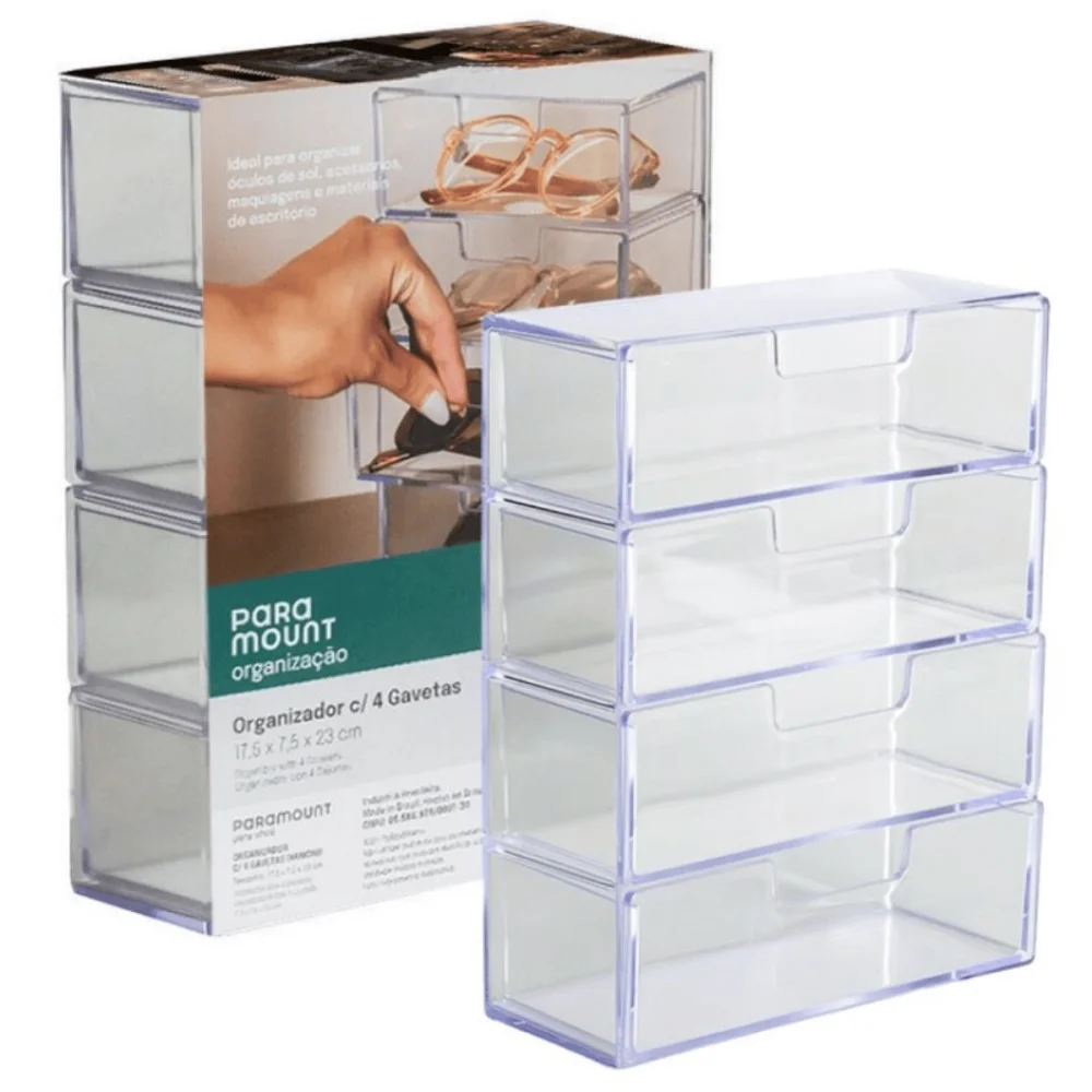 Organizador 4 Gavetas Multiuso Oculos Maquiagem Escritório