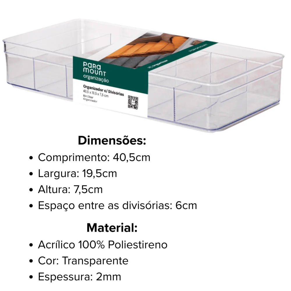 Organizador Colmeia 6 Divisórias Calcinha Camiseta Paramount