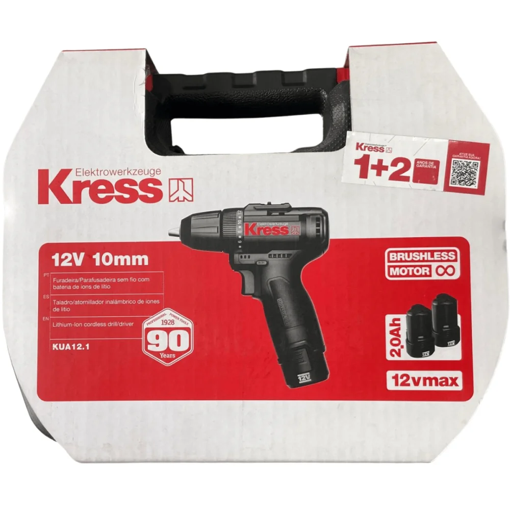 Parafusadeira Furadeira 12V 10mm 2 Baterias Brushless Motor KUA12.1 Kress